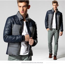 納川男裝秋冬新款保暖撞色棉服 韓版修身拉鏈時尚格子棉衣外套，重塑男士秋冬風尚